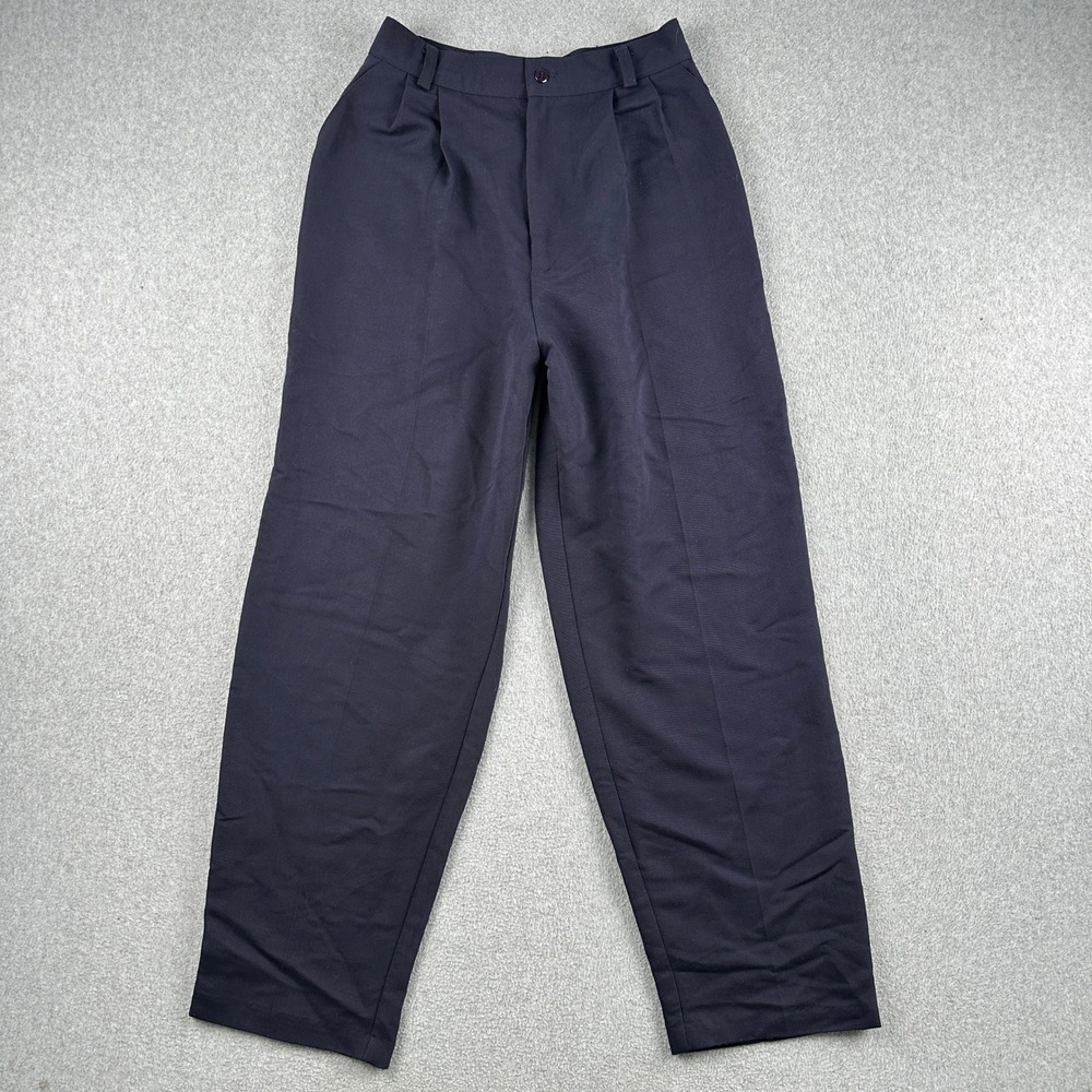 Vintage Hillard&Hanson Pants Womens 10 Navy Blue Pleated Trousers High Rise USA